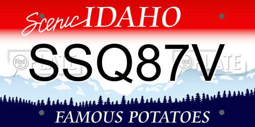SSQ87V Idaho License Plate