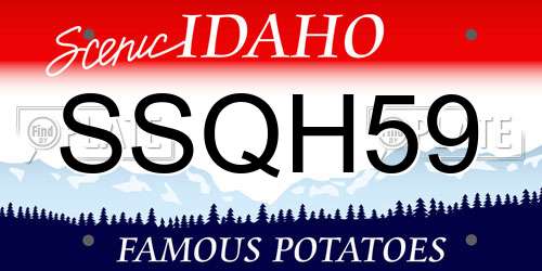 SSQH59 Idaho License Plate