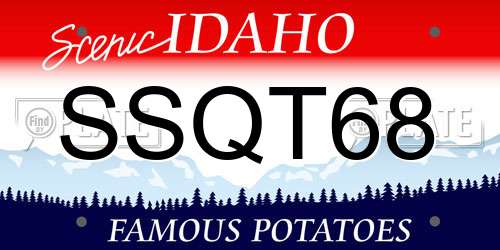 SSQT68 Idaho License Plate