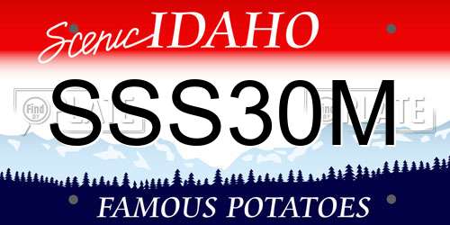 SSS30M Idaho License Plate
