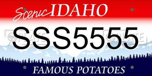 SSS5555 Idaho License Plate