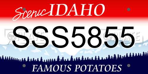 SSS5855 Idaho License Plate