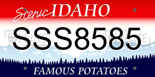 SSS8585 Idaho License Plate
