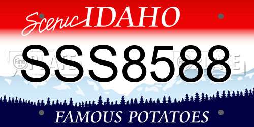 SSS8588 Idaho License Plate