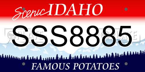 SSS8885 Idaho License Plate