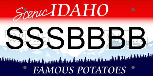 SSSBBBB Idaho License Plate