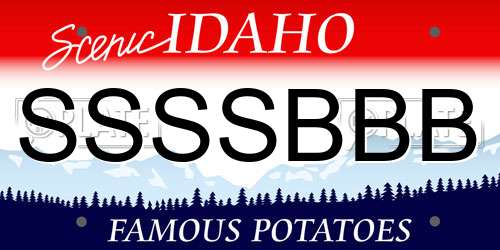 SSSSBBB Idaho License Plate