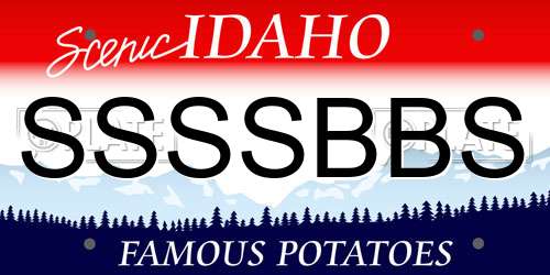 SSSSBBS Idaho License Plate