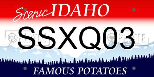 SSXQ03 Idaho License Plate