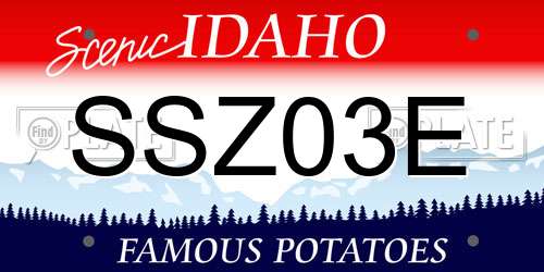 SSZ03E Idaho License Plate