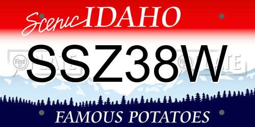 SSZ38W Idaho License Plate
