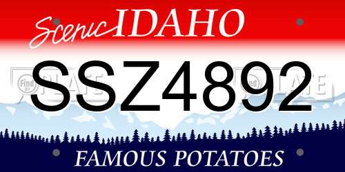 SSZ4892 Idaho License Plate