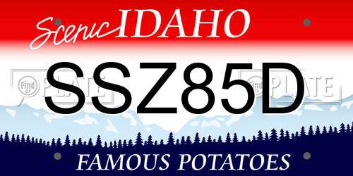 SSZ85D Idaho License Plate