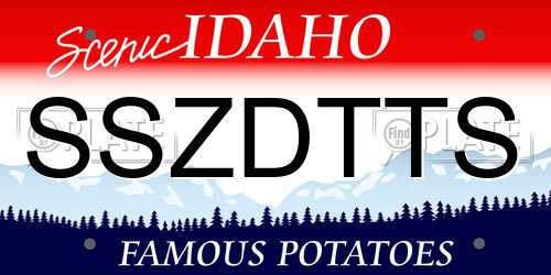 SSZDTTS Idaho License Plate