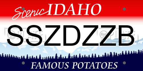 SSZDZZB Idaho License Plate