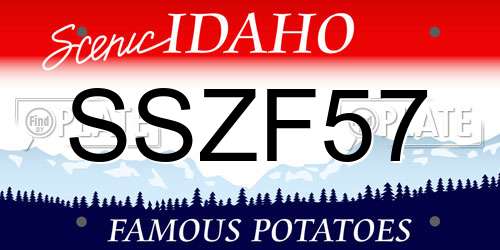 SSZF57 Idaho License Plate