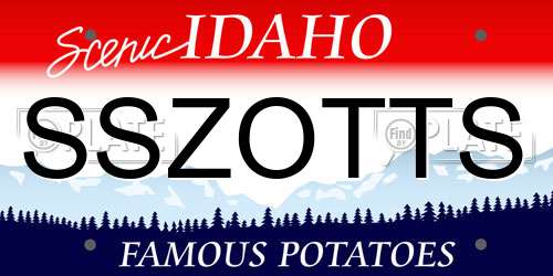 SSZOTTS Idaho License Plate