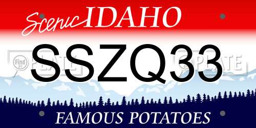 SSZQ33 Idaho License Plate
