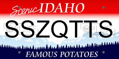SSZQTTS Idaho License Plate