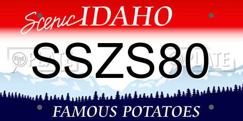 SSZS80 Idaho License Plate