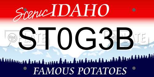 ST0G3B Idaho License Plate