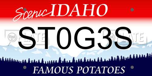 ST0G3S Idaho License Plate