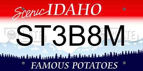ST3B8M Idaho License Plate