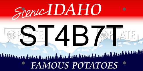 ST4B7T Idaho License Plate