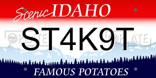 ST4K9T Idaho License Plate