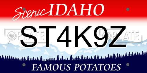 ST4K9Z Idaho License Plate
