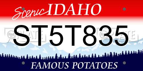 ST5T835 Idaho License Plate