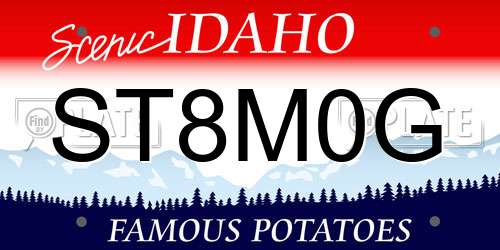 ST8M0G Idaho License Plate