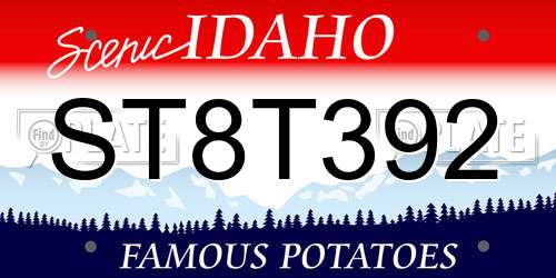 ST8T392 Idaho License Plate