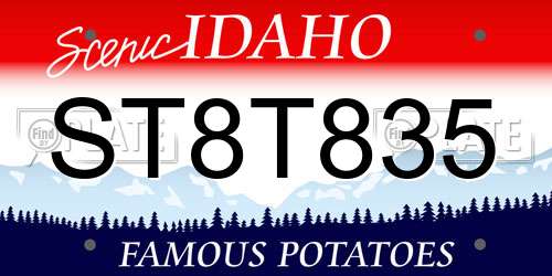 ST8T835 Idaho License Plate