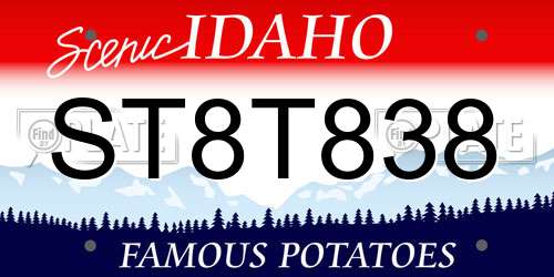 ST8T838 Idaho License Plate