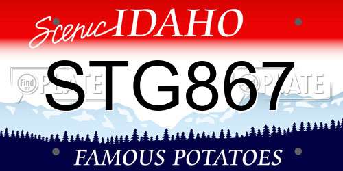 STG867 Idaho License Plate