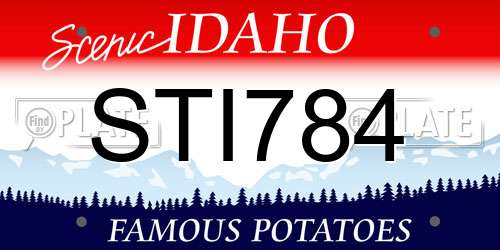 STI784 Idaho License Plate