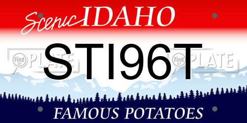 STI96T Idaho License Plate