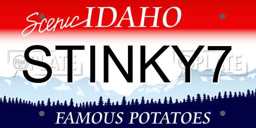 STINKY7 Idaho License Plate