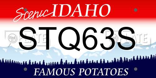 STQ63S Idaho License Plate