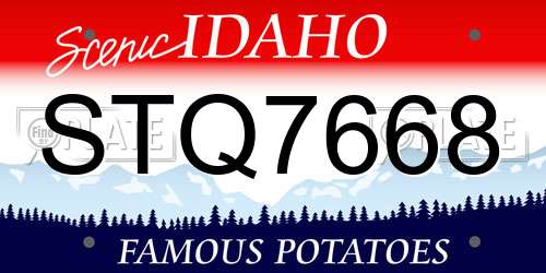 STQ7668 Idaho License Plate