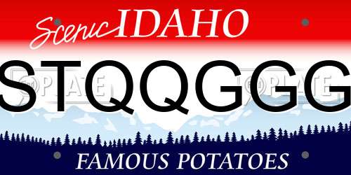 STQQGGG Idaho License Plate