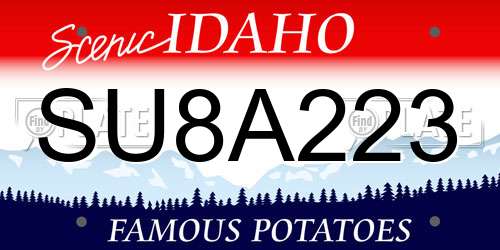 SU8A223 Idaho License Plate