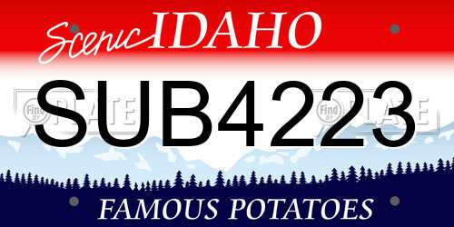 SUB4223 Idaho License Plate