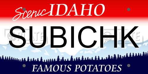 SUBICHK Idaho License Plate