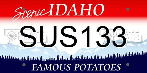 SUS133 Idaho License Plate