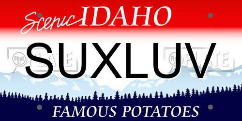 SUXLUV Idaho License Plate