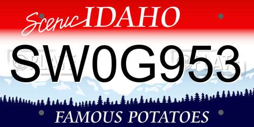 SW0G953 Idaho License Plate