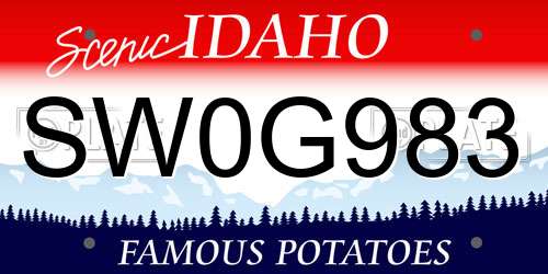 SW0G983 Idaho License Plate