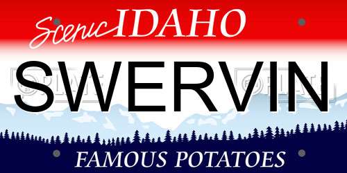 SWERVIN Idaho License Plate